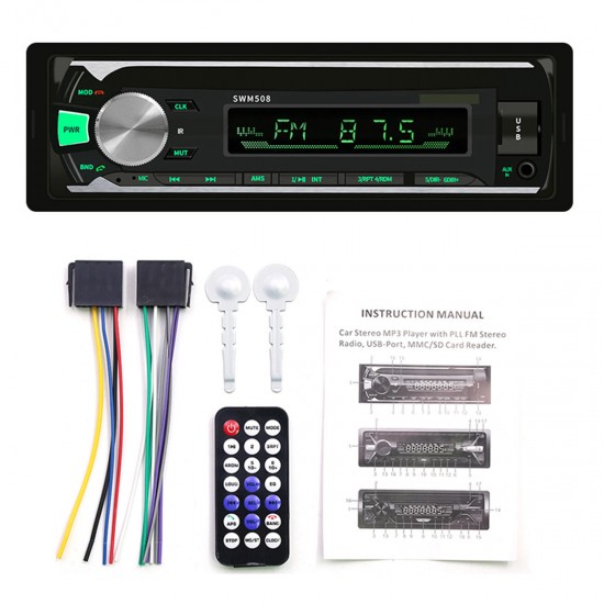 508 1 Din bluetooth Car Audio MP3 Player FM Radio USB SD AUX In-Dash Autoradio with Remote Control