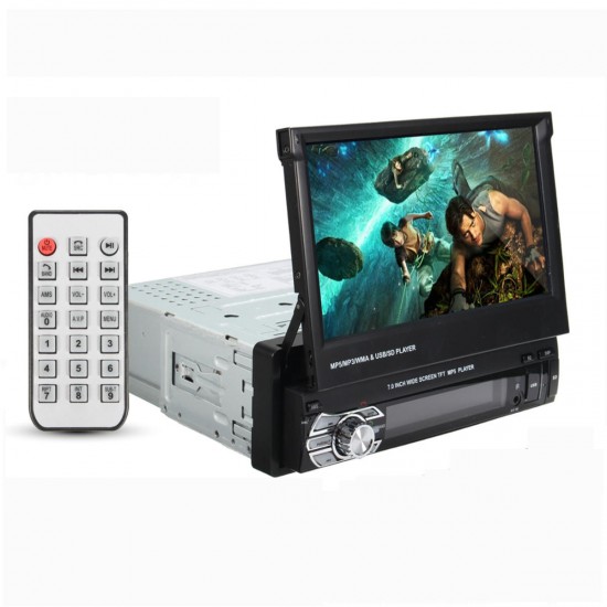 7 Inch 1 DIN Car Stereo Radio Auto MP5 MP4 MP3 DVD Player Retractable bluetooth Touch Screen USB AUX FM Support Rearview Camera