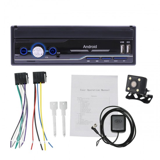 7 Inch 1 Din Android 8.1 Car Radio Stereo MP5 Player 4 Core 1+16G Retractable Touch Screen WIFI GPS bluetooth FM AUX With 4LED Backup Camera 7 Inch 1 Din Android 8.1 Car Radio Stereo MP5 Player 4 Core 1+16G Retractable Touch Screen WIFI GPS bluetooth FM AUX With 4LED Backup Camera