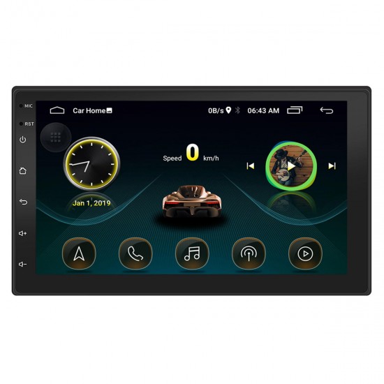 7 Inch 2 Din Android 8.1 Car Stereo Radio Auto MP5 MP3 Player 4 Core 1+16G Touch Screen GPS Wifi bluetooth FM With Rearview Camera