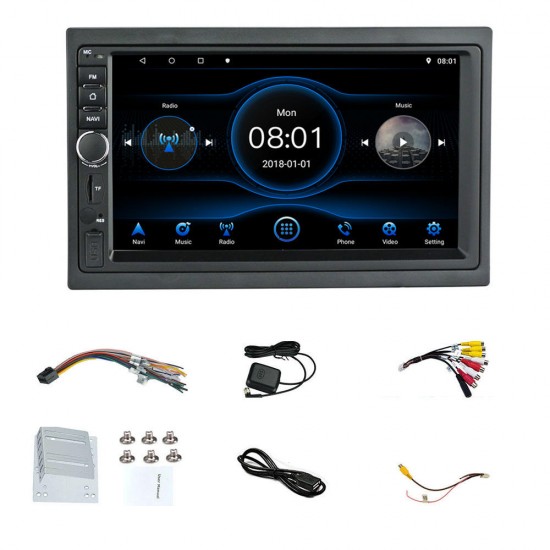 7 Inch for Android 8.1 Car Radio Stereo Quad Core 1+16G GPS Touch Screen HD bluetooth Hands-free OBD2 Support Rear View Camera