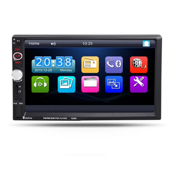 7 inch 2 DIN Universal Car Stereo Radio MP5 Player TFT Touch Screen Hands-free bluetooth MP3 Rear-View camera With Remote Control USB FM AUX