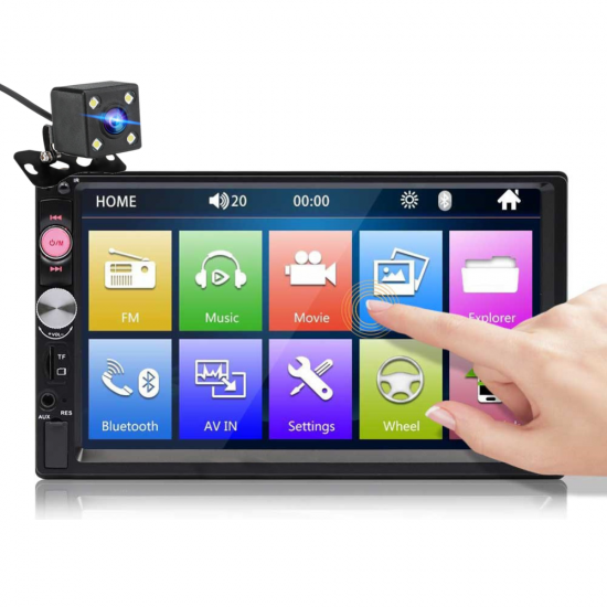 7023B 7 Inch 2 DIN Car Stereo Radio HD Touch Screen Multimedia MP5 Player FM bluetooth TF USB with Rear Camera