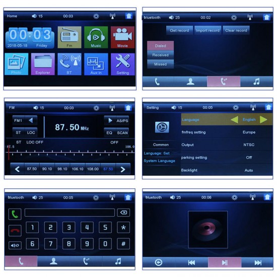 7033 7 Inch Double 2DIN Car MP5 Player FM Radio Stereo TF Card USB Port With Rear Camera