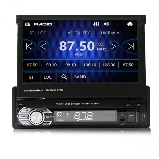 9601G 7 Inch 1DIN Wince Car MP5 Player Retractable Flip Stereo Radio bluetooth GPS USB AUX with Backup Camera