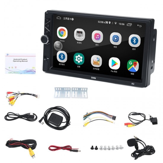 A3 7 Inch 2DIN Android 8.1 Car Stereo Radio MP5 Player WiFi GPS FM bluetooth with Backup Camera External Microphone