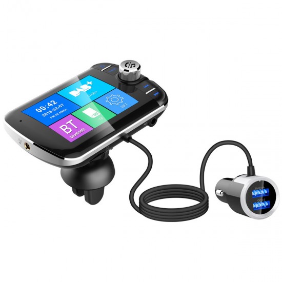 DAB004 Car DAB/DAB+ Receiver Digital Radio Adapter MP3 Player Quick Charging QC3.0 Charger LCD display bluetooth FM Hands-free USB