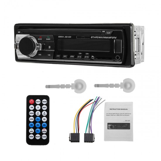 JSD-520 Car Radio Stereo Head Unit MP3 Player bluetooth Hands-free With Remote Control AUX SD FM