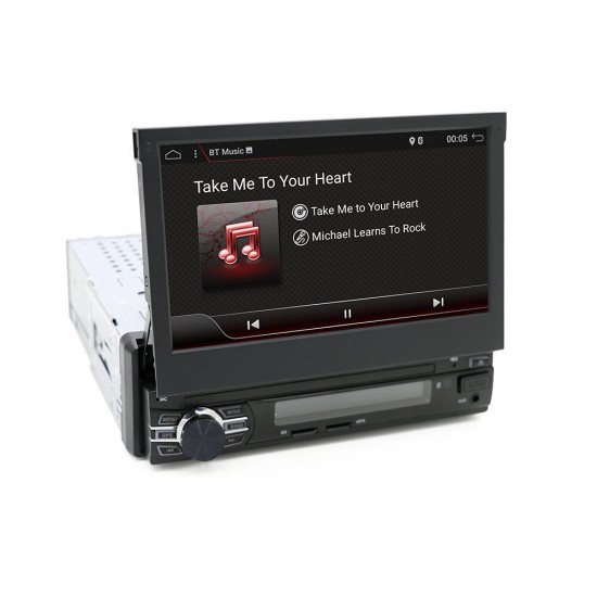 YH-214 7 Inch 1 DIN Android 10.0 Car DVD Player Retractable Touch Screen Stereo Radio 8 Core 1+32G/2+32G WIFI 4G