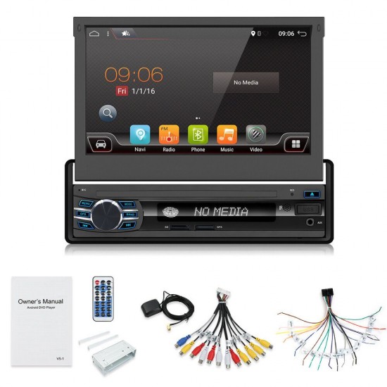 YH-214 7 Inch 1 DIN Android 10.0 Car DVD Player Retractable Touch Screen Stereo Radio 8 Core 1+32G/2+32G WIFI 4G