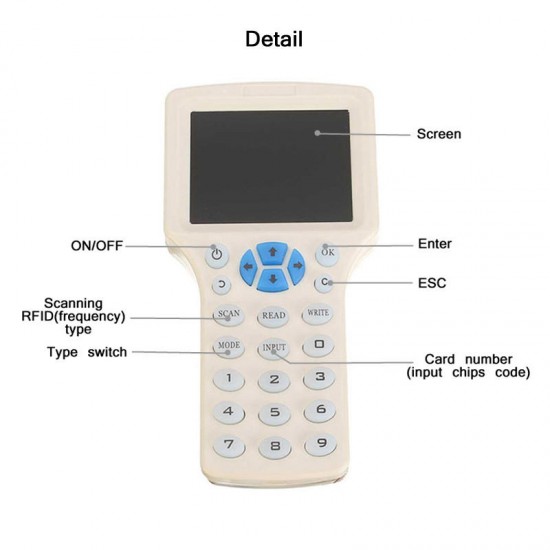 10 Frequency RFID Copier ID IC Reader Writer Copy with 30pcs 13.56MHz 125KHz Key Fob HID UID Card