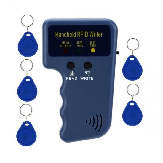 125KHz Handheld LED RFID ID Key Card Writer Copier Reader Duplicator + 5 Tag