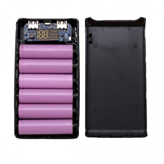 18650 Power Bank Box LCD Screen 6 Batteries Type-c Power Box Motherboard Portable Battery Charger