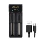 MC2 Battery Charger 2 Slot Universal Smart Chargering for Rechargeable Batteries Li-ion 18650 26650 14500