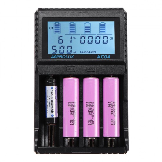 AC04 LCD Display AC/DC Smart Intelligent Universal Li-ion NiMH Flashlight Battery Charger For 18650 26650 21700 AA AAA Battery