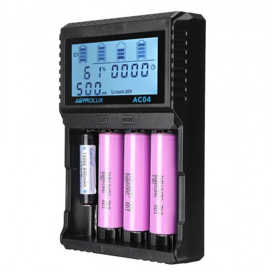 AC04 LCD Display AC/DC Smart Intelligent Universal Li-ion NiMH Flashlight Battery Charger For 18650 26650 21700 AA AAA Battery AC04 LCD Display AC/DC Smart Intelligent Universal Li-ion NiMH Flashlight Battery Charger For 18650 26650 21700 AA AAA Battery