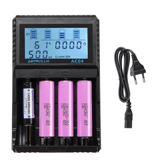 AC04 LCD Display AC/DC Smart Intelligent Universal Li-ion NiMH Flashlight Battery Charger For 18650 26650 21700 AA AAA Battery