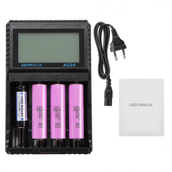 AC04 LCD Display AC/DC Smart Intelligent Universal Li-ion NiMH Flashlight Battery Charger For 18650 26650 21700 AA AAA Battery