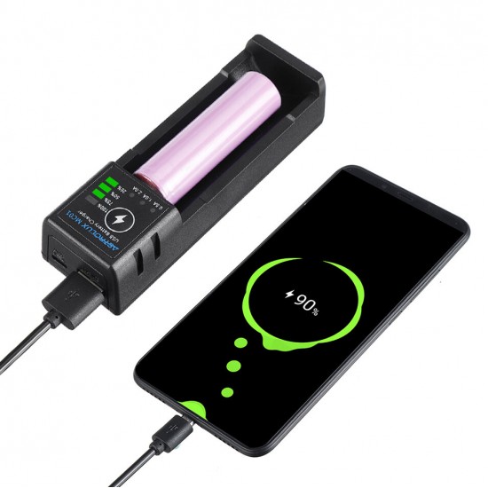 MC01 2 in1 USB Charging Mini Battery Charger Portable Mobile Phone Power Bank Current Optional Charger For 18650 21700 26650 Li-ion Battery