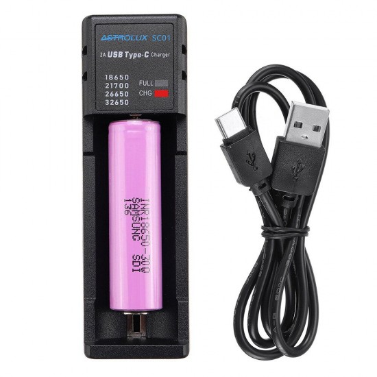 SC01 Type-C 2A Quick Charge USB Battery Charger Li-ion/IMR/INR/ICR Charger For 18650 20700 21700 26650 Cell