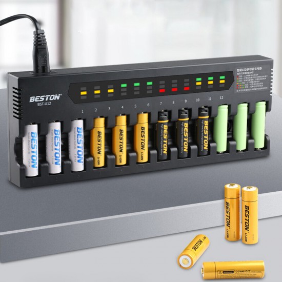 U12 12-Slot Smart Universal AA Li-ion Ni-MH Battery Charger Multiple Protection Flashlight Microphone Battery Charger U12 12-Slot Smart Universal AA Li-ion Ni-MH Battery Charger Multiple Protection Flashlight Microphone Battery Charger