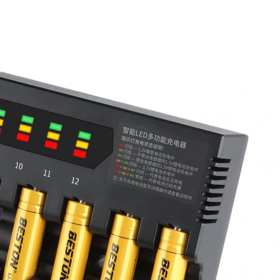 U12 12-Slot Smart Universal AA Li-ion Ni-MH Battery Charger Multiple Protection Flashlight Microphone Battery Charger U12 12-Slot Smart Universal AA Li-ion Ni-MH Battery Charger Multiple Protection Flashlight Microphone Battery Charger