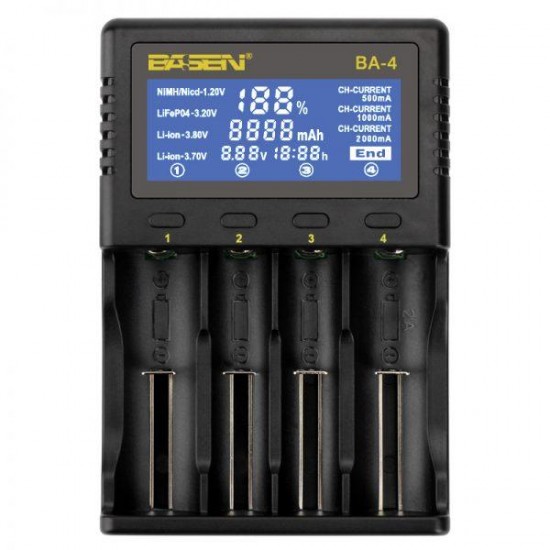 BA-4 Battery Charger LCD Screen US Plug LCD Display Charger For 26650 21700 20700 18650 18490 18350 17670 17500 16340(RCR123) 14500 10440 Battery