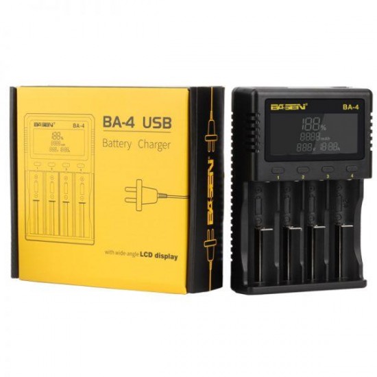 BA-4 Battery Charger LCD Screen US Plug LCD Display Charger For 26650 21700 20700 18650 18490 18350 17670 17500 16340(RCR123) 14500 10440 Battery