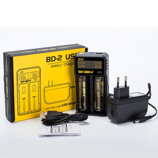 BD2 LCD Display USB Port Smart Li-ion Battery Charger for IMR/Li-ion Battery 18650 21700