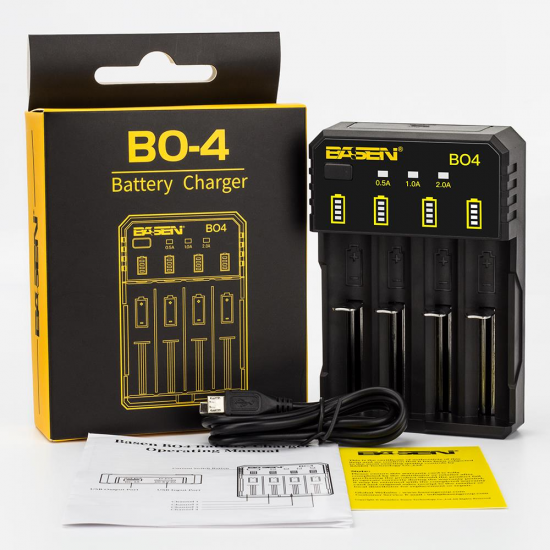 BO4 4Colors Smart Li-ion Battery Charger for 14500 18650 26650 21700 Battery