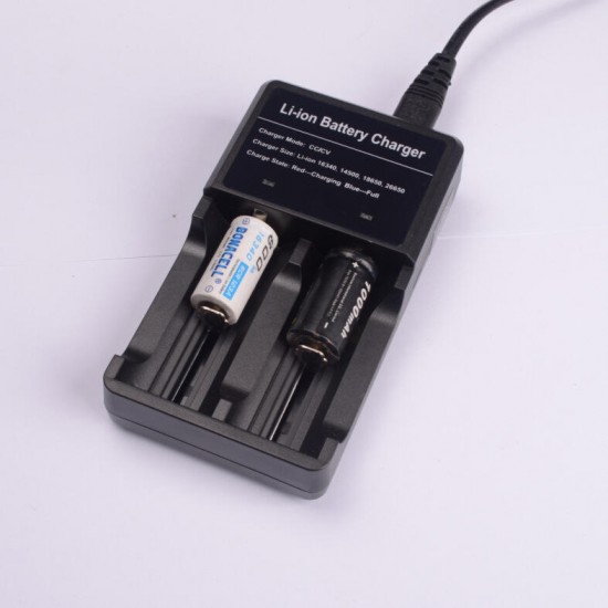 4.2V 1A 2 Slots Universal Li-ion Battery Charger USB Fast Charge For 32650/ 26650/18650/18350/18490/18500/17670/17500/16340/14500/10440