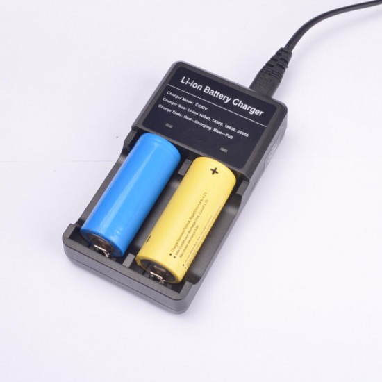 4.2V 1A 2 Slots Universal Li-ion Battery Charger USB Fast Charge For 32650/ 26650/18650/18350/18490/18500/17670/17500/16340/14500/10440