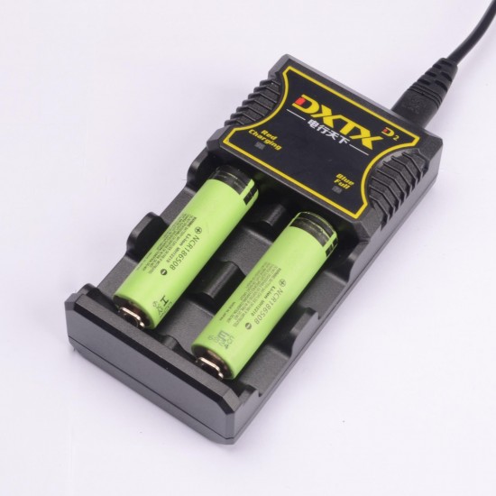 D2 220V 5V2A Dual Slot Universal Intelligent Portable USB Lithium Li-Battery Charger Compatible With Ni-MH/18650/26650/20700/21700/AA/AAA