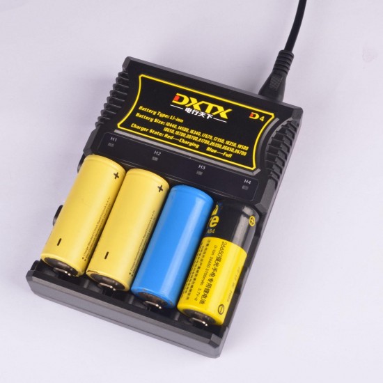 D4 240V 4.2V 500MA*4 Universal 4 Slots Intelligent Portable USB Lithium Li-Battery Charger Compatible With 14500/16340/18350/18650/20700/26650/21700