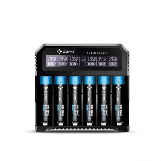 6 Slots Battery Charger LED Display Screen USB/EU/US Plug Small Li-ion Charger For 18650