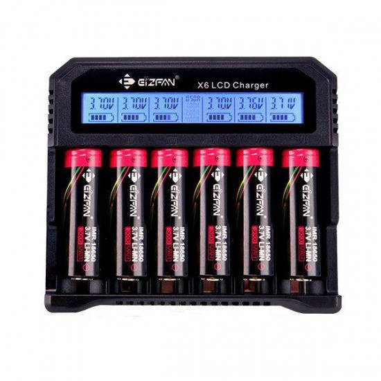 6 Slots Battery Charger LED Display Screen USB/EU/US Plug Small Li-ion Charger For 18650