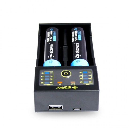 C2 2 Slots USB Battery Charger LED Display Screen Charger For AAA Rechargeable Battery