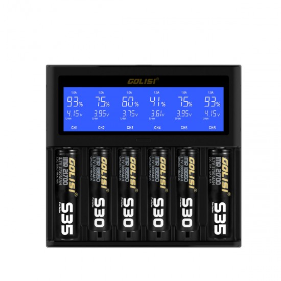 S6 LCD Display Rapid Smart Ni-mh / Ni-cd Battery Charger 18650 26650 18350 16340 21700