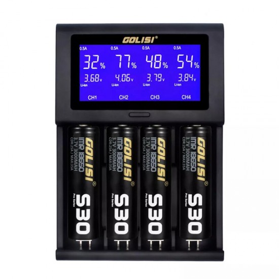 i4 LCD Screen Display USB Charging Intelligent 2A Fast Battery Charger Li-ion NIMH Batteries