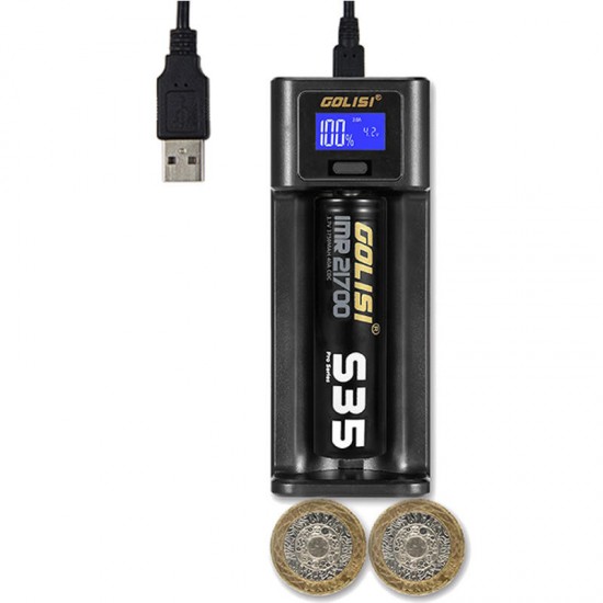 I1 LCD Display USB Port Lite Battery Charger for Li-ion/Ni-mh/Ni-cd Battery Single Slot I1 LCD Display USB Port Lite Battery Charger for Li-ion/Ni-mh/Ni-cd Battery Single Slot
