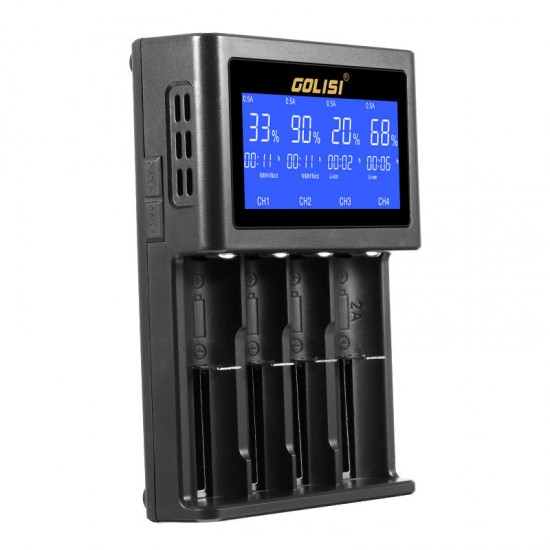 S4 HD LCD Display Smart Li-ion Ni-cd/Ni-md/AAA/AA Battery Charger