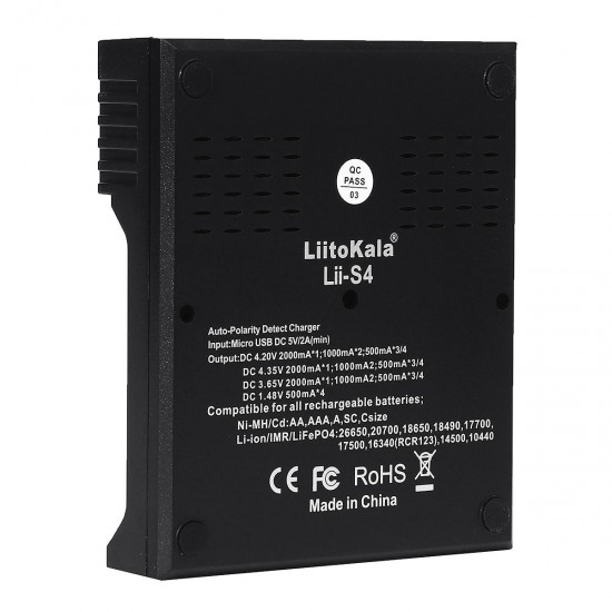 LII-S4 LCD Smart Battery Charger 4 Slot Charger for 18650 26650 18350 NiMH AA