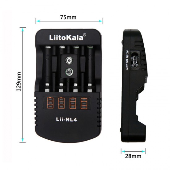 Lii-NL4 AA AAA 9V Ni-MH Ni-Cd Battery Charger US/EU Plug Lii-NL4 AA AAA 9V Ni-MH Ni-Cd Battery Charger US/EU Plug