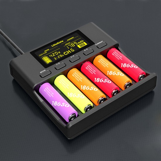Lii-S6 18650 3.7V Lithium Charger 6 Slots LCD Screen Display Smartest Battery Charger US/EU Plug Lii-S6 18650 3.7V Lithium Charger 6 Slots LCD Screen Display Smartest Battery Charger US/EU Plug