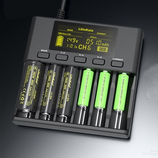 Lii-S6 18650 3.7V Lithium Charger 6 Slots LCD Screen Display Smartest Battery Charger US/EU Plug Lii-S6 18650 3.7V Lithium Charger 6 Slots LCD Screen Display Smartest Battery Charger US/EU Plug