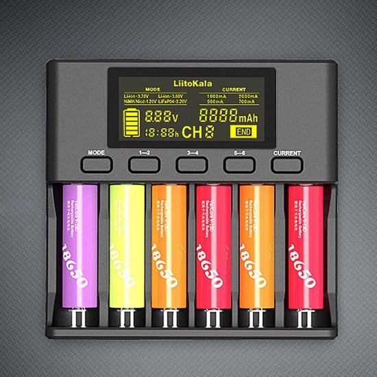 Lii-S6 18650 3.7V Lithium Charger 6 Slots LCD Screen Display Smartest Battery Charger US/EU Plug Lii-S6 18650 3.7V Lithium Charger 6 Slots LCD Screen Display Smartest Battery Charger US/EU Plug