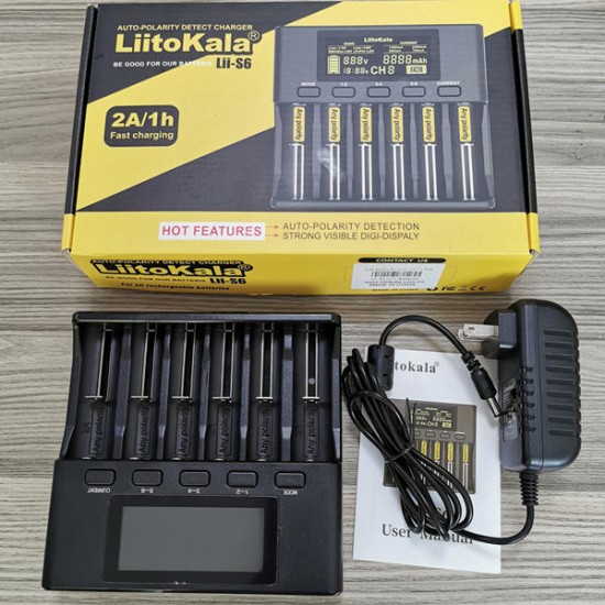 Lii-S6 18650 3.7V Lithium Charger 6 Slots LCD Screen Display Smartest Battery Charger US/EU Plug Lii-S6 18650 3.7V Lithium Charger 6 Slots LCD Screen Display Smartest Battery Charger US/EU Plug
