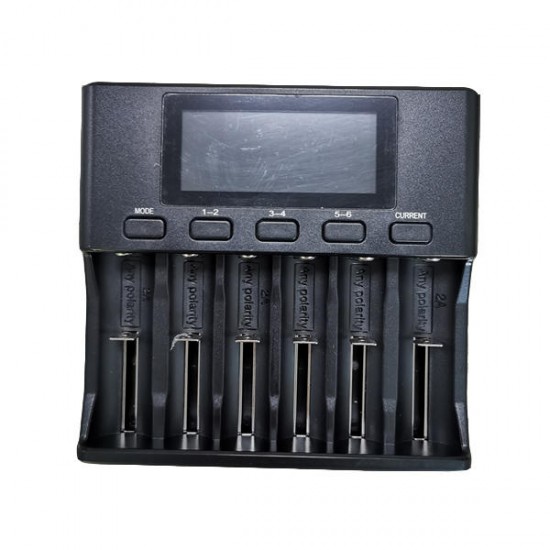 Lii-S6 18650 3.7V Lithium Charger 6 Slots LCD Screen Display Smartest Battery Charger US/EU Plug