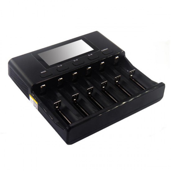 Lii-S6 18650 3.7V Lithium Charger 6 Slots LCD Screen Display Smartest Battery Charger US/EU Plug