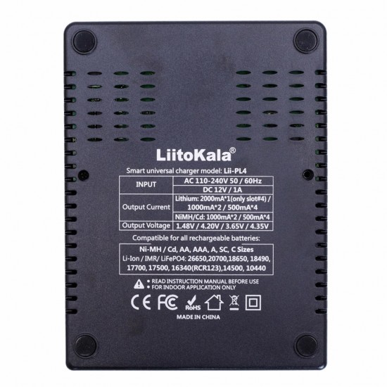 PL4 LED Indicator Intelligent Rapid Ni-MH / Li-fe / Li-ion / IMR Battery Charger 4Slots EU/US Plug PL4 LED Indicator Intelligent Rapid Ni-MH / Li-fe / Li-ion / IMR Battery Charger 4Slots EU/US Plug